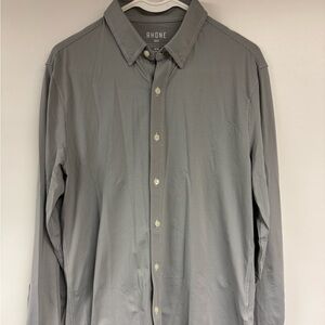 RHONE Men's Casual Gray Button Down Shirt